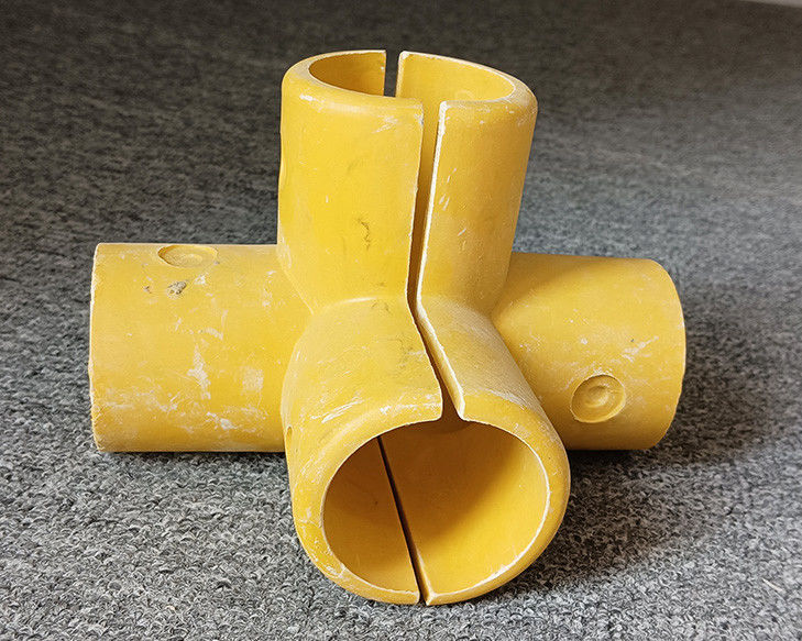 50 mm tubo redondo de fibra de vidro FRP mangueira de montagem de cotovelo Base Tee Conector de quatro vias